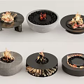 Round Fireplace Designs With Various Materials And Burning Flames For Interior