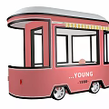Pink Vintage Food Cart With 1988 Sign Young 1984 Logo And Transparent Windows
