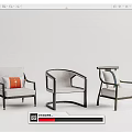 Modern Leisure Chairs With Metal Frames And Comfortable Cushions In Multiple Angles 3d model
