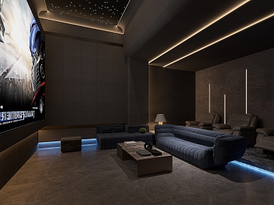 Video Room Video Room Video Room Video Hall Private Cinema Massage Chair Sofa Coffee Table Projection Curtain 3d model