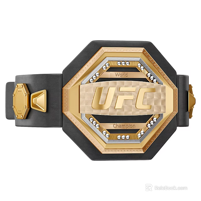 UFC World Champion Belt With Gold Black And Diamond Accents 3d model 
