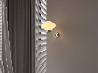 Cloud Shaped Wall Lamp With Soft Lighting In Indoor Room Near Window Blinds And Curtains 3d model