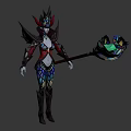 Fantasy Game And Movie Female Character With Ornate Outfit Stained Glass Leggings And Crystal Staff