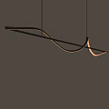 Modern Curved LED Chandelier With Warm Light Hanging In Contemporary Interior Design
