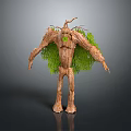 Tree Creature Character Featuring Wooden Body Green Leaves And Branched Humanoid Limbs