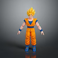 Dragon Ball Character Goku With Spiky Yellow Hair Orange Uniform Blue Wristbands And Boots
