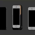 Three Different Colored Smartphones Displaying App Icons On Gray Background With Reflection