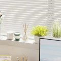 Bright Wooden Desk and Chair Set for Home Office with Two Monitors and Green Plants