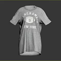 Classic Gray T-shirt With Circumference 9 Print And New York Design