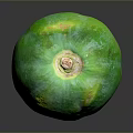 Ripe Green Papaya With Yellow Spots On Dark Glossy Background