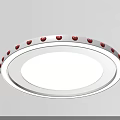 Modern Square and Round Ceiling Lights with White Frame Red Decorative Dots and Illuminated Panel 3d model
