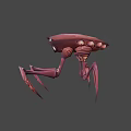 Red Multi Legged Sci Fi Mechanical Creature Character With Round White Dots