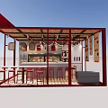 Yiyang Spicy Hot Pot Restaurant with Red Signboard Open Design and Bar Counter