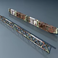 Two Rusted Metal Truss Frames With Rectangular Sections On Gray Surface