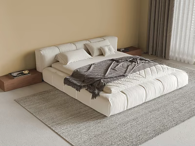 Double bedside table carpet bread bed 3d model