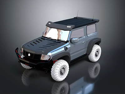Dark Gray Suzuki SUV With Black Roof Large Off Road Tires And Rugged Exterior 3d model