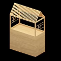 Wooden Model House With Slatted Roof Window Grilles And Square Base