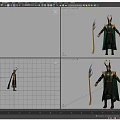 Game and Movie Character Loki in Horned Helmet Green Cape Black Gold Outfit With Scepter