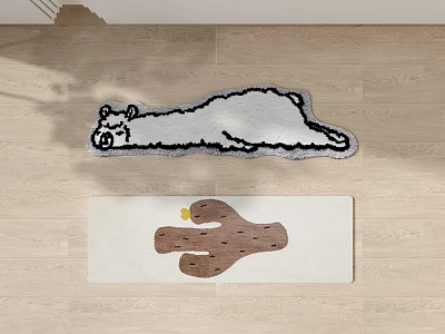Unique Shaped Carpets with Alpaca and Cactus Patterns for Modern Home Decoration 3d model