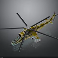 Aerospace Themed Helicopter Model with Yellow Camouflage and Large Propellers