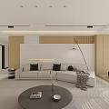 Corner Sofa in Living Room with Log Style 3d model
