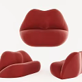 Red Lips Shaped Single Seater Sofa With Modern Stylish Design For Home Interior 3d model