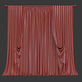 Elegant White Window Curtains With Dark Accent Panels And Pleated Design 3d model