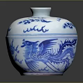 Traditional Blue And White Porcelain Jar With Lid And Dragon Cloud Patterns