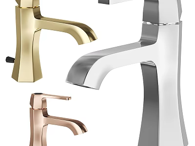 Modern Bathroom Kitchen Faucets Available In Gold Silver And Rose Gold Finishes 3d model