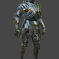 Man In Shiny Silver Medieval Armor With Golden Accents And Intricate Details