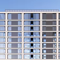 Modern High Rise Apartment Buildings With Glass Curtain Walls And Golden Frames Exterior Design