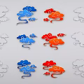 Stylish Cloud Shaped Wall Decor With White Blue Orange Designs For Home Interior 3d model
