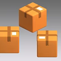 Orange Packages With Crossed Brown Tape And White Labels On Gray Background