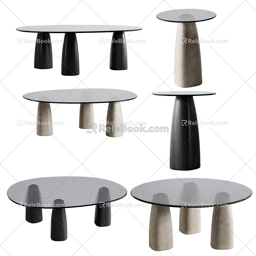 Modern Coffee Table Glass Coffee Table Simple Coffee Table Special Shape Coffee Table Side Table Round Table Oval Coffee Table Combination Minimalist Coffee Table 3d model