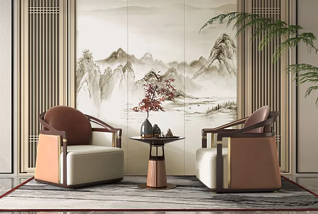 New Chinese Style Casual Sofa Combination Casual Sofa 3d model