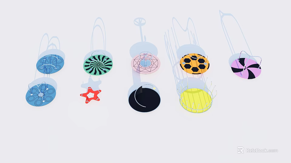 Modern Colorful Hanging Circular And Geometric Shape Decorative Art Pieces For Home 3d model 