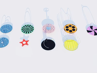 Modern Colorful Hanging Circular And Geometric Shape Decorative Art Pieces For Home 3d model
