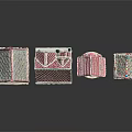Decorated Gingerbread Houses With Various Roof Designs And Colorful Icing Details
