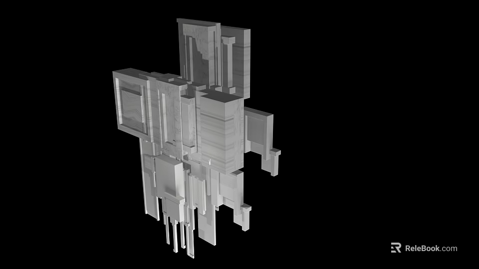Modern Aircraft 3D Model With Geometric Structures And Abstract Design Elements 3d model 