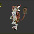 3D Dragon Sculpture With White Body Red Floral Decorations And Beaded Tail
