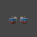 Two Large Blue Red Cargo Ships With Cargo Containers On Deck 3d model