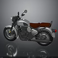 Classic White Motorcycle with Red Leather Seat and Vintage Design Elements
