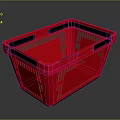 Durable Lightweight Red Plastic Shopping Basket With Black Handles And Mesh Design