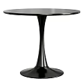 Modern Round Dining Table Set With Gray Fabric Chairs And Black Metal Legs