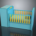 Blue Kids Bed With Yellow Railings Side Cabinet And Mattress Design