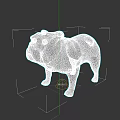 Realistic 3D Bulldog Model With White And Brown Fur Standing On Black Background