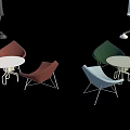 Multicolored Modern Table and Chair Sets With White Tabletops And Metal Frames 3d model