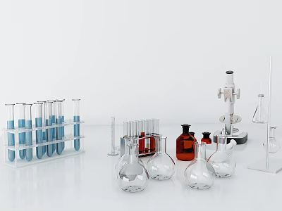 Laboratory Industrial Equipment Including Glass Test Tubes Beakers Flasks And Apparatus 3d model