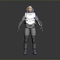 Man Wearing Blue And White Spacesuit With Helmet And Modern Design Details