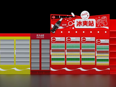 Commercial Refrigerated Display Cabinet For Beverages With Transparent Doors And Shelves 3d model